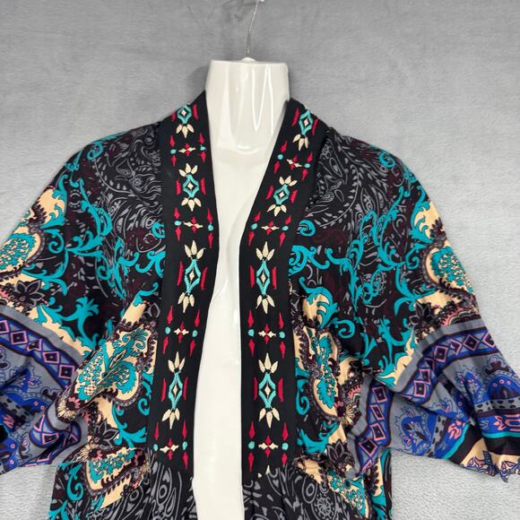 Flying Tomato Printed Floral Embroidered Rayon Kimono cardigan Boho Beach X/S‎ - Picture 1 of 7